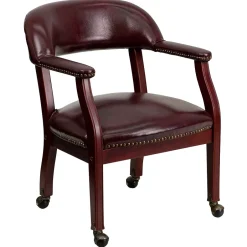 Discount Vinyl Mid Back Luxurious Conference Chair With Casters, Oxblood Office Chairs