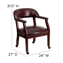 Discount Vinyl Mid Back Luxurious Conference Chair With Casters, Oxblood Office Chairs