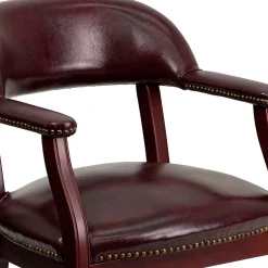 Discount Vinyl Mid Back Luxurious Conference Chair With Casters, Oxblood Office Chairs