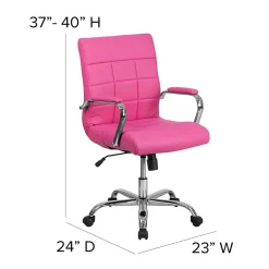 Online Vivian Vinyl Swivel Mid-Back Executive Office Chair, Pink (GO2240PK) Office Chairs