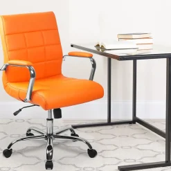 Clearance Vivian Vinyl Swivel Mid-Back Executive Office Chair, Orange (GO2240ORG) Office Chairs