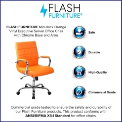 Clearance Vivian Vinyl Swivel Mid-Back Executive Office Chair, Orange (GO2240ORG) Office Chairs