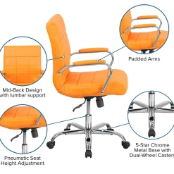 Clearance Vivian Vinyl Swivel Mid-Back Executive Office Chair, Orange (GO2240ORG) Office Chairs