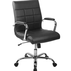 Outlet Vivian Vinyl Swivel Mid-Back Executive Office Chair, Black (GO2240BK) Office Chairs