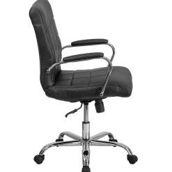 Outlet Vivian Vinyl Swivel Mid-Back Executive Office Chair, Black (GO2240BK) Office Chairs