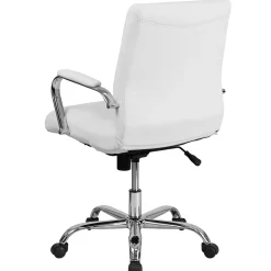 Whitney Ergonomic LeatherSoft Swivel Mid-Back Executive Office Chair, White/Chrome (GO2286MWH) Office Chairs