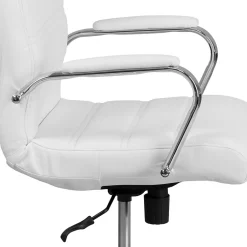Whitney Ergonomic LeatherSoft Swivel Mid-Back Executive Office Chair, White/Chrome (GO2286MWH) Office Chairs