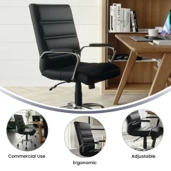Clearance Whitney Ergonomic LeatherSoft Swivel Mid-Back Executive Office Chair, Black/Chrome (GO2286MBK) Office Chairs