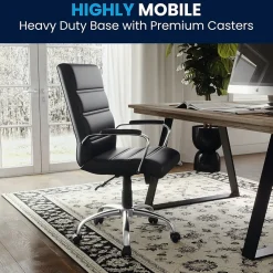 Clearance Whitney Ergonomic LeatherSoft Swivel Mid-Back Executive Office Chair, Black/Chrome (GO2286MBK) Office Chairs