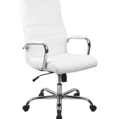 Outlet Whitney Ergonomic LeatherSoft Swivel High Back Executive Office Chair, White/Chrome (GO2286HWH) Office Chairs