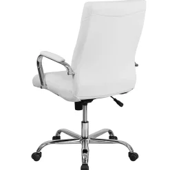 Outlet Whitney Ergonomic LeatherSoft Swivel High Back Executive Office Chair, White/Chrome (GO2286HWH) Office Chairs