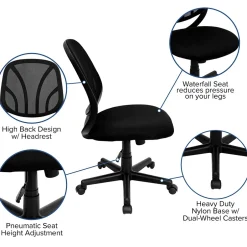 Clearance Y-GO Office Armless Ergonomic Mesh Swivel Mid-Back Task Office Chair, Black (GOWY05) Office Chairs
