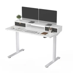 Discount EC9W Series 48" W Electric Adjustable Standing Desk, White (EC9WDO04W) Standing Desks