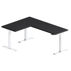 Outlet E7L Series 76"W Electric L-Shaped Adjustable Standing Desk, Black/White (E7LW557624B) Standing Desks