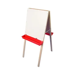 Best Child's Double Dry-/Wet-Erase Easel, 44", White/Green/Red/Wood, Assorted Materials (17307) Dry Erase