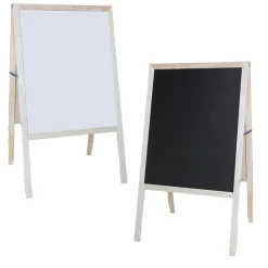 Discount Dry-Erase/Chalkboard Marquee Easel, 42", White/Black/Natural Wood (31200) Dry Erase