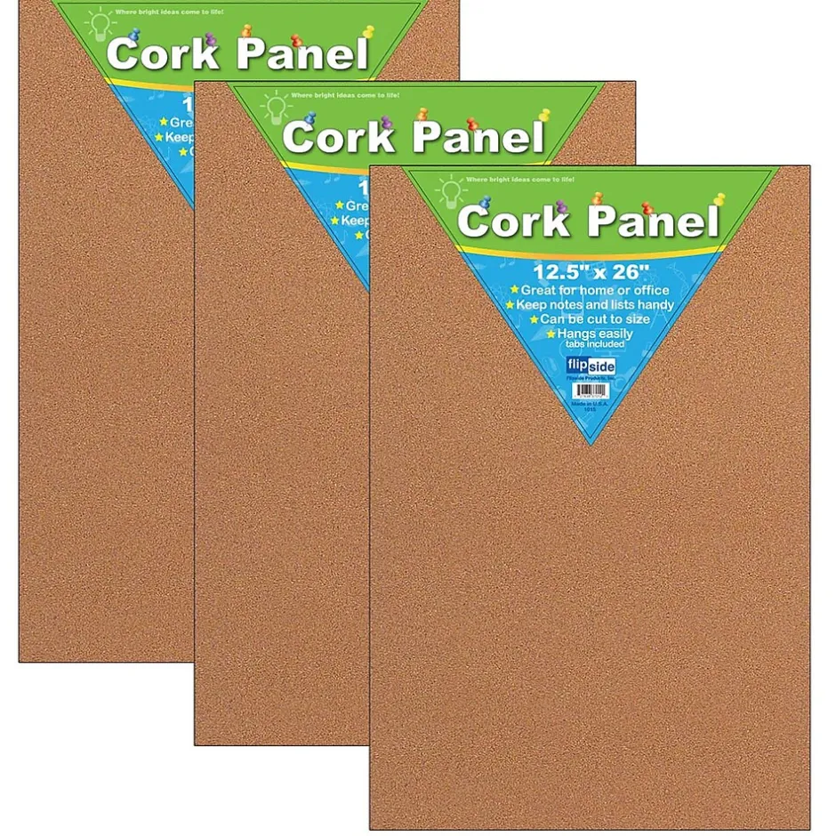 Sale Products Cork Panel, 12.5" x 26", Pack of 3 (FLP37012-3) Bulletin