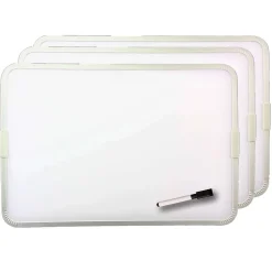 Discount Products 2-Sided Magnetic Plastic Dry-Erase Whiteboard, Aluminum Framed, 12" x 17.5", Pack of 3 (FLP18232-3) Dry Erase