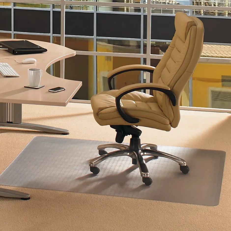 Clearance Advantagemat Carpet Chair Mat, 30" x 48", Designed for Low-Pile Carpet, Clear PVC (FC1175120EV) Chair Mats