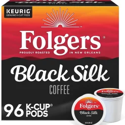 Keurig K-Cups<Folgers Black Silk Coffee, Keurig K-Cup Pod, Dark Roast, 96/Carton (6662CT)