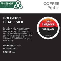 Keurig K-Cups<Folgers Black Silk Coffee, Keurig K-Cup Pod, Dark Roast, 96/Carton (6662CT)