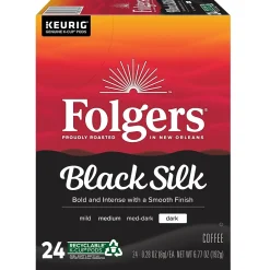Keurig K-Cups<Folgers Black Silk Coffee Keurig® K-Cup® Pods, Dark Roast, 24/Box (6662)