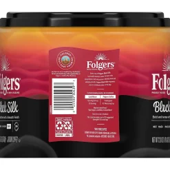 Coffee<Folgers Black Silk Ground Coffee, Dark Roast, 22.6 oz. (02054)
