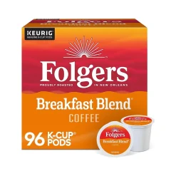 Keurig K-Cups<Folgers Breakfast Blend Coffee, Keurig K-Cup Pod, 96/Carton (000370677/6684CT)