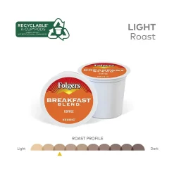 Keurig K-Cups<Folgers Breakfast Blend Coffee, Keurig K-Cup Pod, 96/Carton (000370677/6684CT)