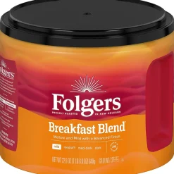 Coffee<Folgers Breakfast Blend Ground Coffee, Light Roast, 22.6 oz. (2550020529)