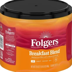 Coffee<Folgers Breakfast Blend Ground Coffee, Light Roast, 22.6 oz. (2550020529)