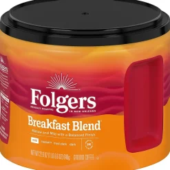Coffee<Folgers Breakfast Blend Ground Coffee, Light Roast, 22.6 oz. (2550020529)