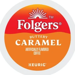 Keurig K-Cups<Folgers Buttery Caramel Coffee, Medium Roast, 0.31 oz. Keurig® K-Cup® Pods, 24/Box (6680)