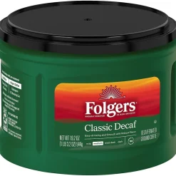 Coffee<Folgers Classic Decaf Roast Ground Coffee, Medium Roast, 19.2 oz. (SMU30406)
