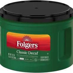 Coffee<Folgers Classic Decaf Roast Ground Coffee, Medium Roast, 19.2 oz. (SMU30406)