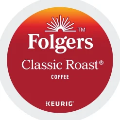 Keurig K-Cups<Folgers Classic Roast Coffee, Medium Roast, 0.28 oz. Keurig® K-Cup® Pods, 24/Box (6685)