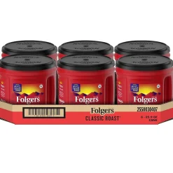Coffee<Folgers Classic Roast Ground Coffee, Medium Roast, 25.9 oz., 6/Carton (2550030407CT)
