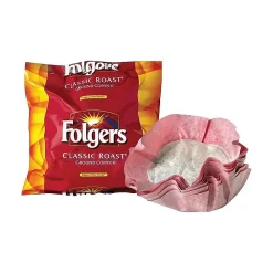 Coffee<Folgers Classic Roast Ground Coffee, Medium Roast, Filter Packs, 40/Carton (PRO22142)