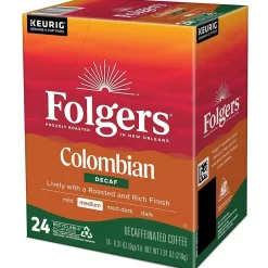 Keurig K-Cups<Folgers Colombian Decaf Coffee Keurig® K-Cup® Pods, Medium Roast, 24/Box (5000053359)