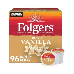 Keurig K-Cups<Folgers French Vanilla Coffee, Keurig K-Cup Pod, 96/Carton (6661CT)