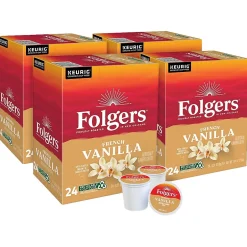 Keurig K-Cups<Folgers French Vanilla Coffee, Keurig K-Cup Pod, 96/Carton (6661CT)