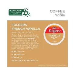 Keurig K-Cups<Folgers French Vanilla Coffee, Keurig K-Cup Pod, 96/Carton (6661CT)