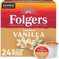 Keurig K-Cups<Folgers French Vanilla Coffee, Medium Roast, 0.31 oz. Keurig® K-Cup® Pods, 24/Box (6661)