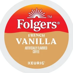Keurig K-Cups<Folgers French Vanilla Coffee, Medium Roast, 0.31 oz. Keurig® K-Cup® Pods, 24/Box (6661)