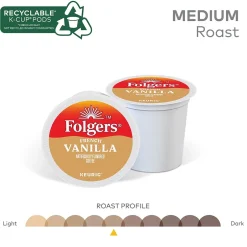 Keurig K-Cups<Folgers French Vanilla Coffee, Medium Roast, 0.31 oz. Keurig® K-Cup® Pods, 24/Box (6661)