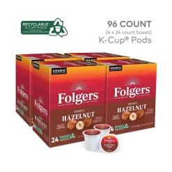 Keurig K-Cups<Folgers Toasty Hazelnut Coffee Keurig K-Cup Pods, Medium Roast, 96/Box (6109CT)