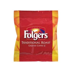 Coffee<Folgers Traditional Roast Ground Coffee, Medium Roast, 42/Carton (SMU63006)