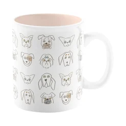 Fringe Doodle Dog Ceramic Coffee Mug, 16 oz., White/Blush (399078)