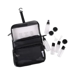 G Force 6.75" 12-Piece Plastic Toiletry Bag Kit, Black/Clear (36023)