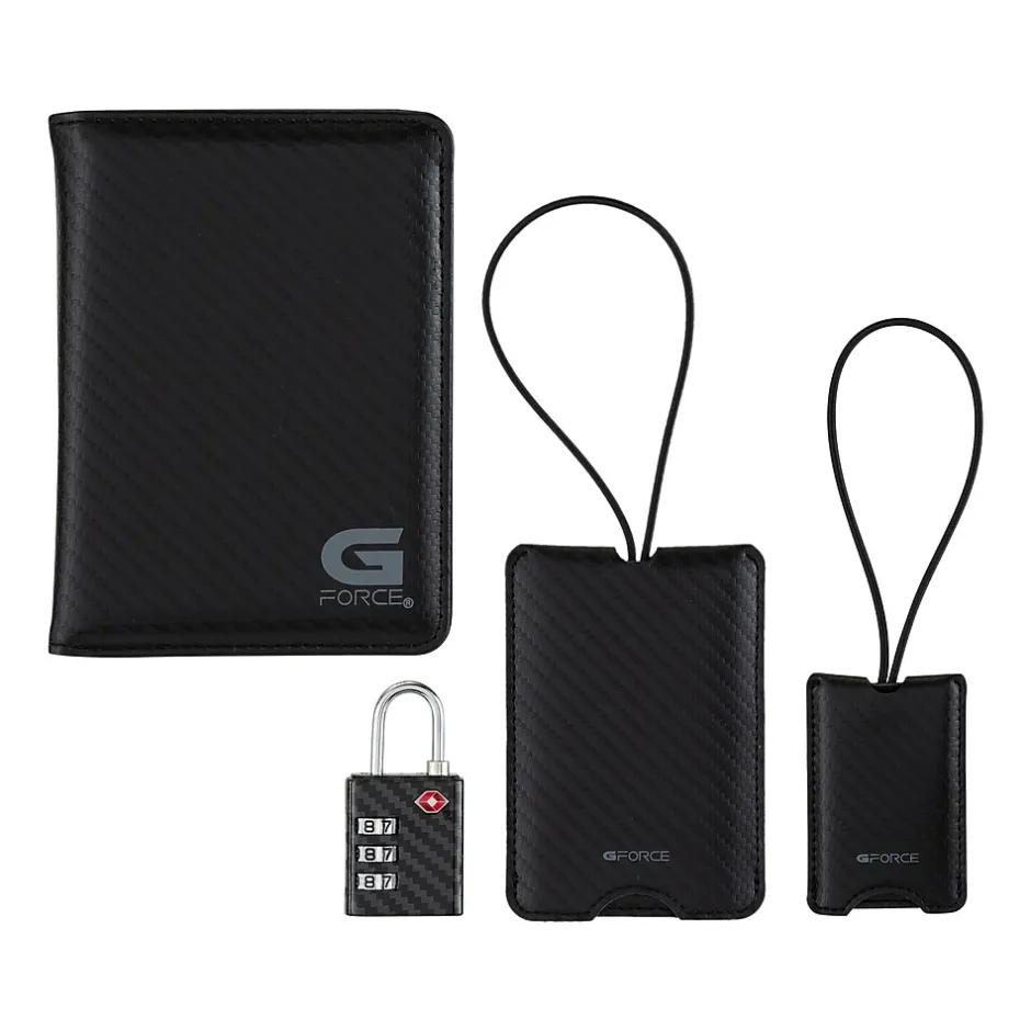 G Force XPLORER RFID Passport Holder, Carbon Black, 4/Set (26719-CARBON)